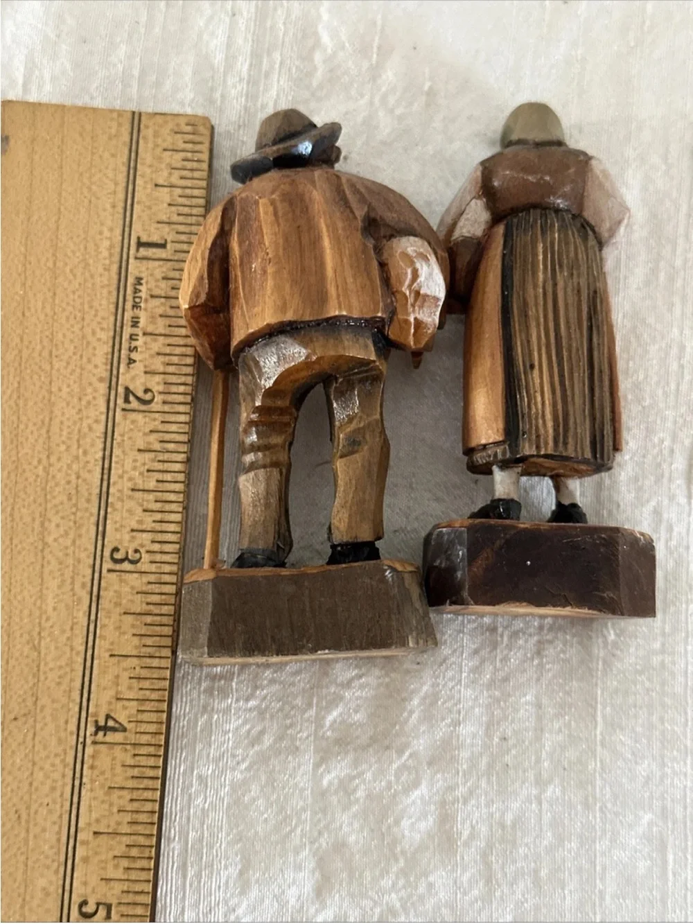 Vintage Hand Carved Wood Couple Figure Man-PIG Woman-CHICKEN GERMANY